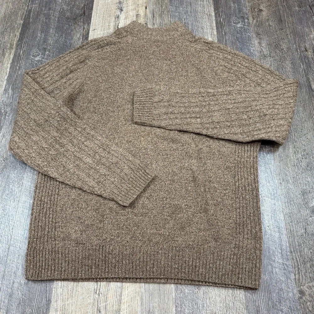 Jos A Bank 1905 Men's XL‎ Brown Wool Blend Henley Sweater Mock Neck Cable Knit
